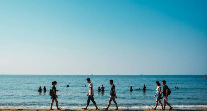 맑은 지중해 해변의 푸른 하늘