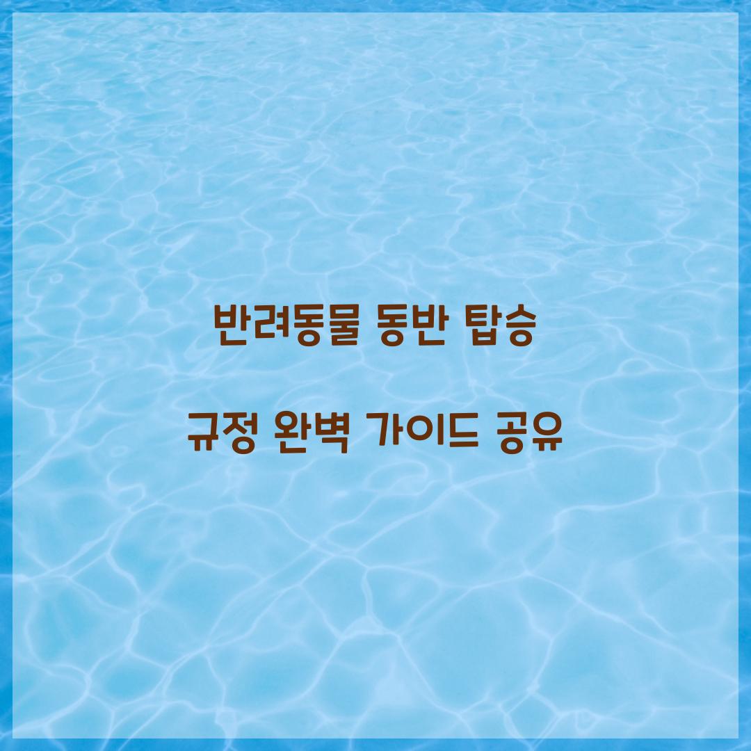 반려동물 동반 탑승 규정