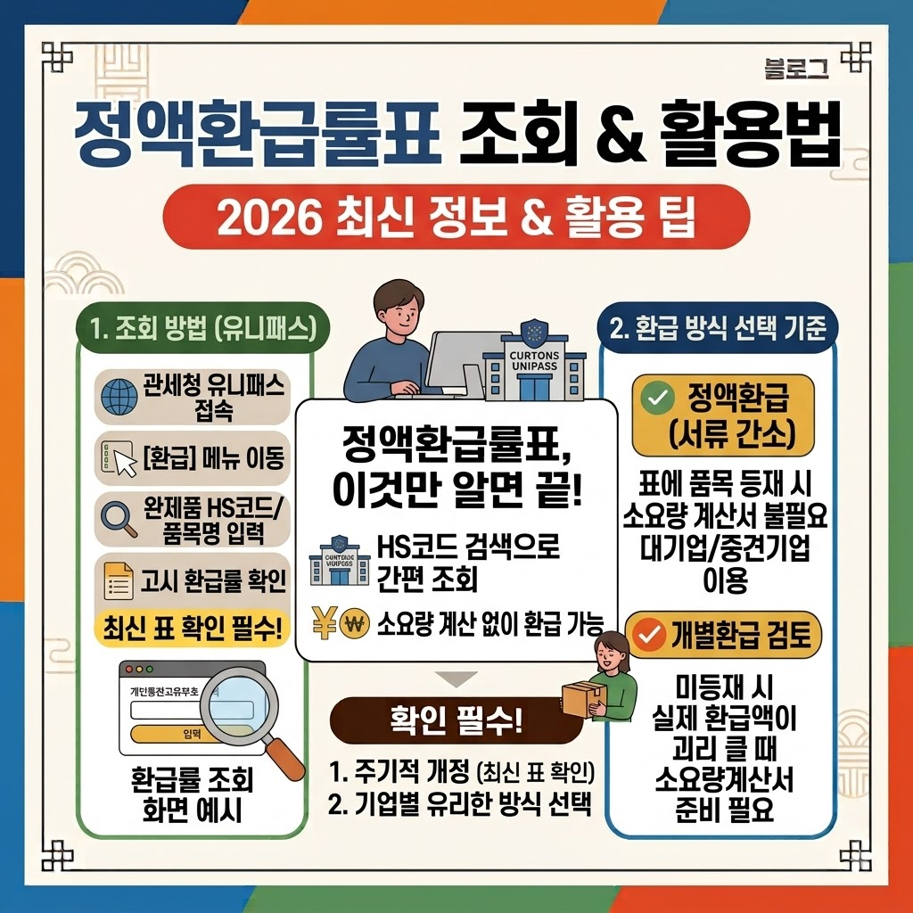 [기업실무] 정액환급률표 조회방법, 이것만 알면 서류 절반 줄어듭니다