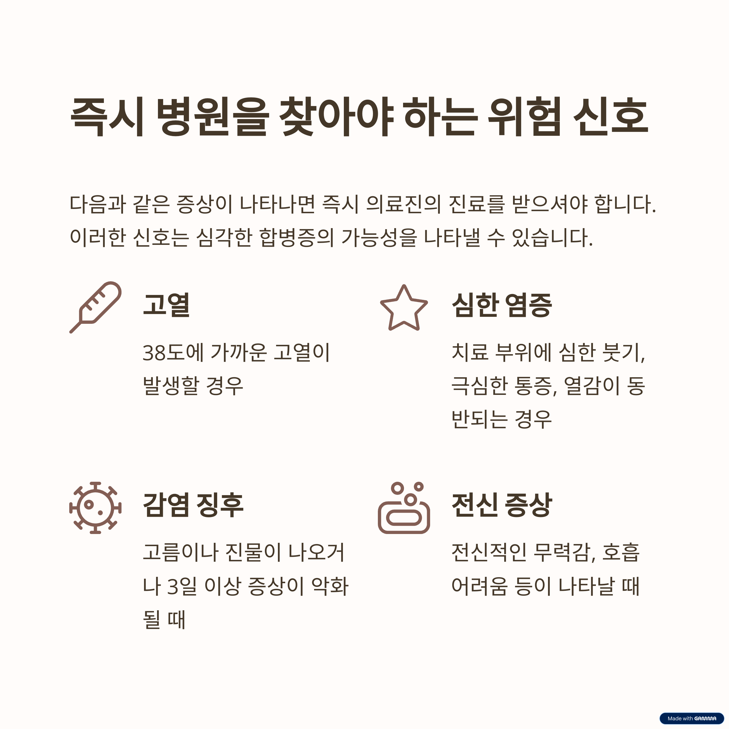 의사 진료가 꼭 필요한 위험 신호