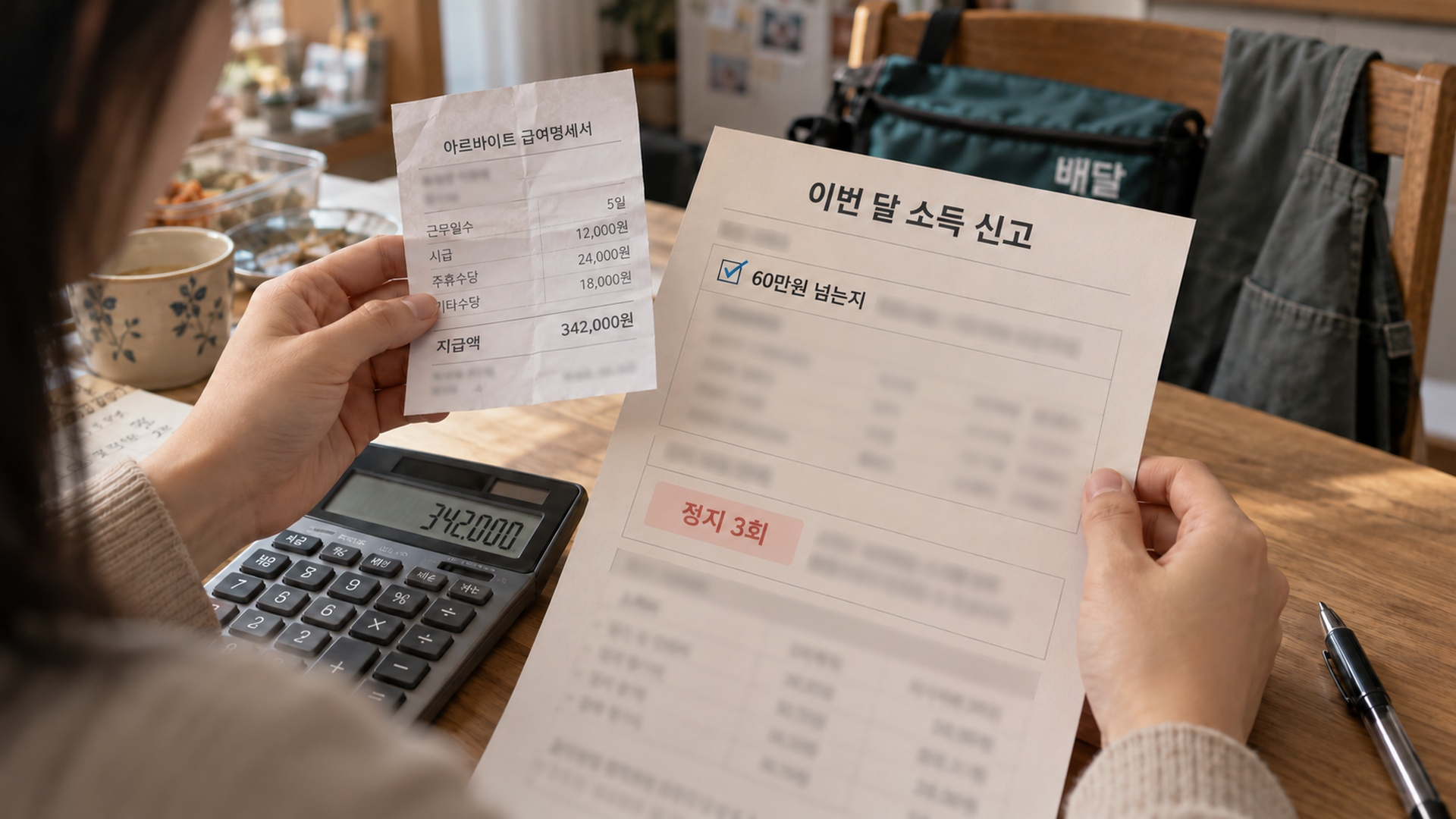 아르바이트 급여명세서와 함께 내는 한 달 치 수당 신청서