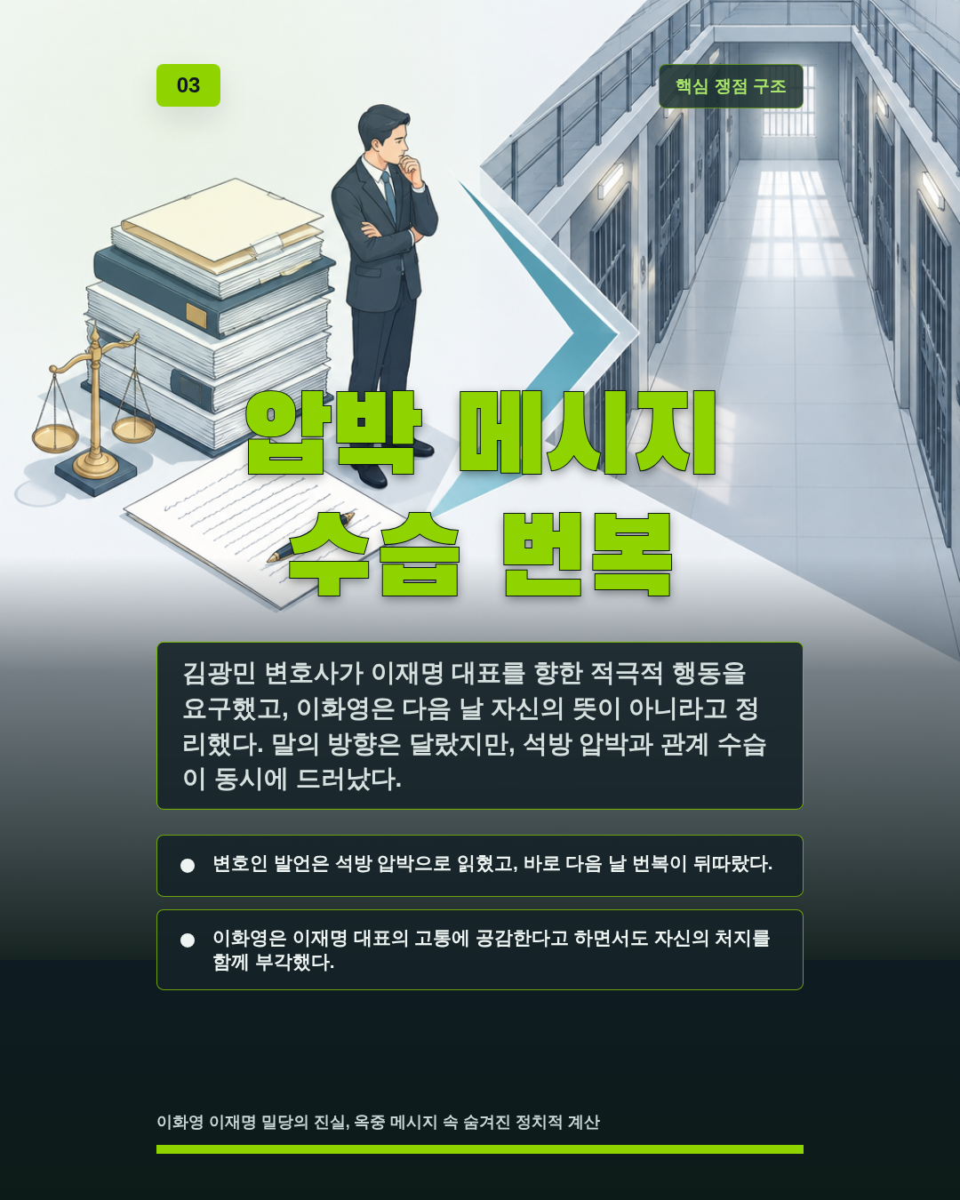압박 메시지 수습 번복