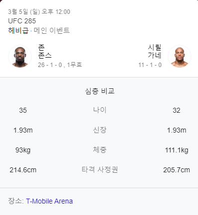 UFC 285 존존스 vs 시릴가네