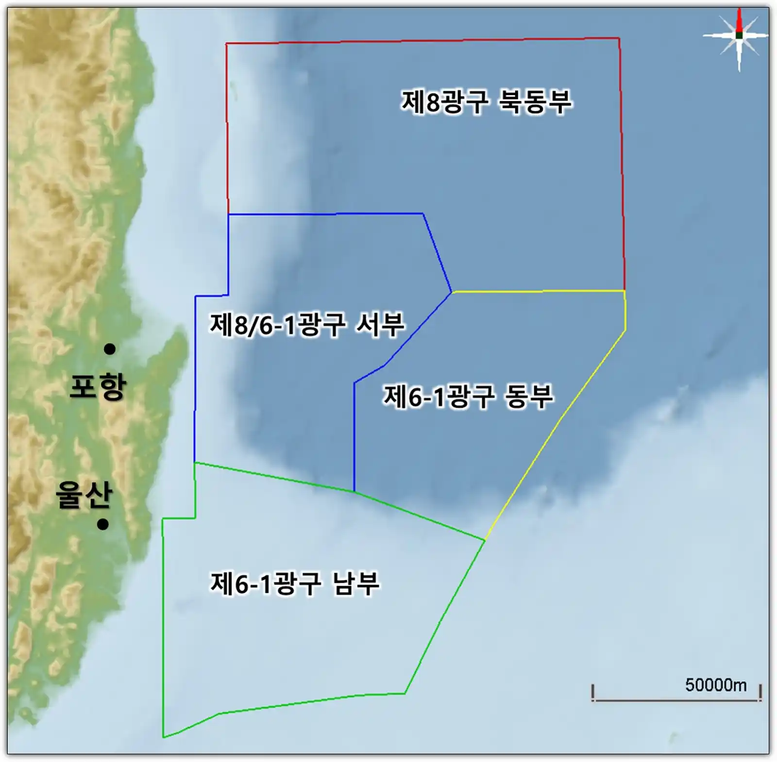 동해심해가스전, 동해 유망 구조 위치