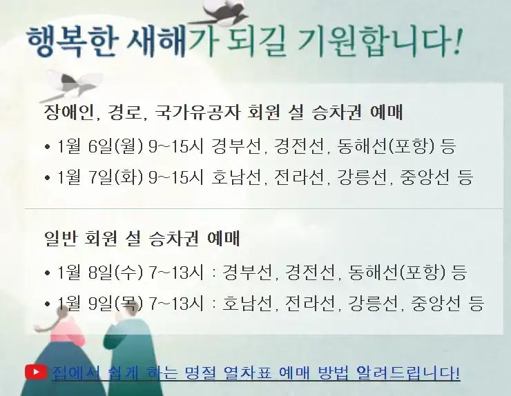 2025 설날 기차표 예매 방법 및 예매 일정 총정리 일정