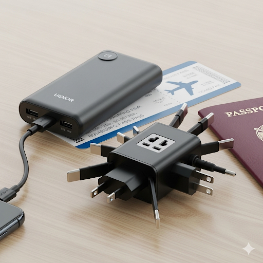 해외여행 시 꼭 필요한 휴대용 보조배터리와 멀티 어댑터
