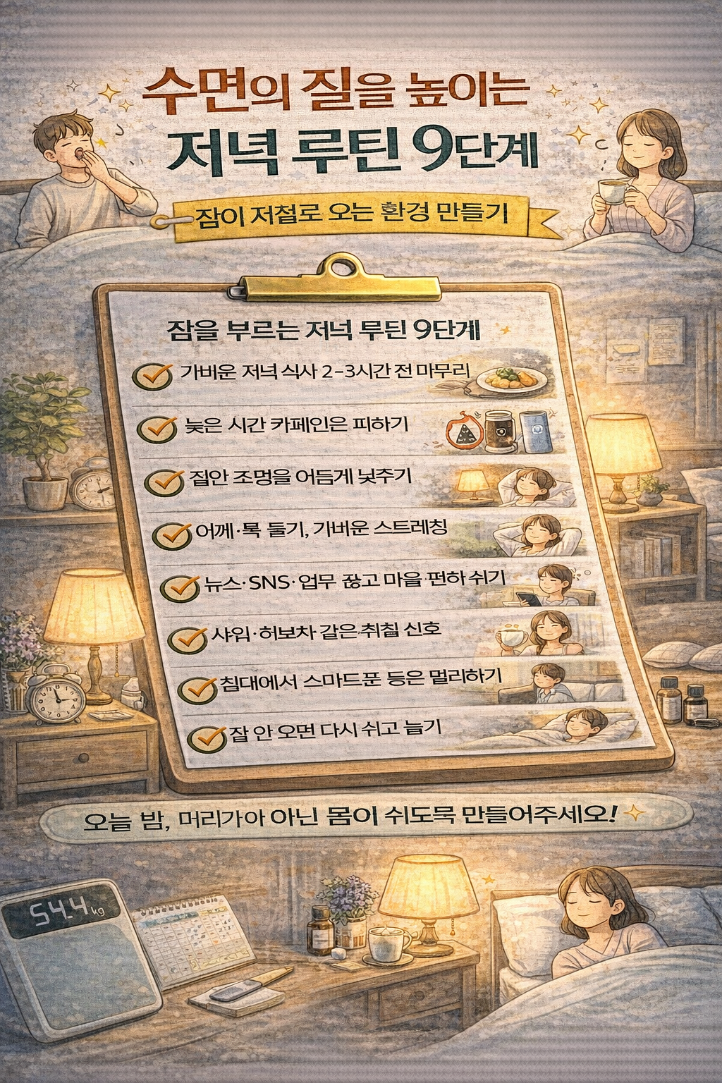 수면의 질을 높이는 저녁 루틴 9단계, 잠이 저절로 오는 환경 만들기