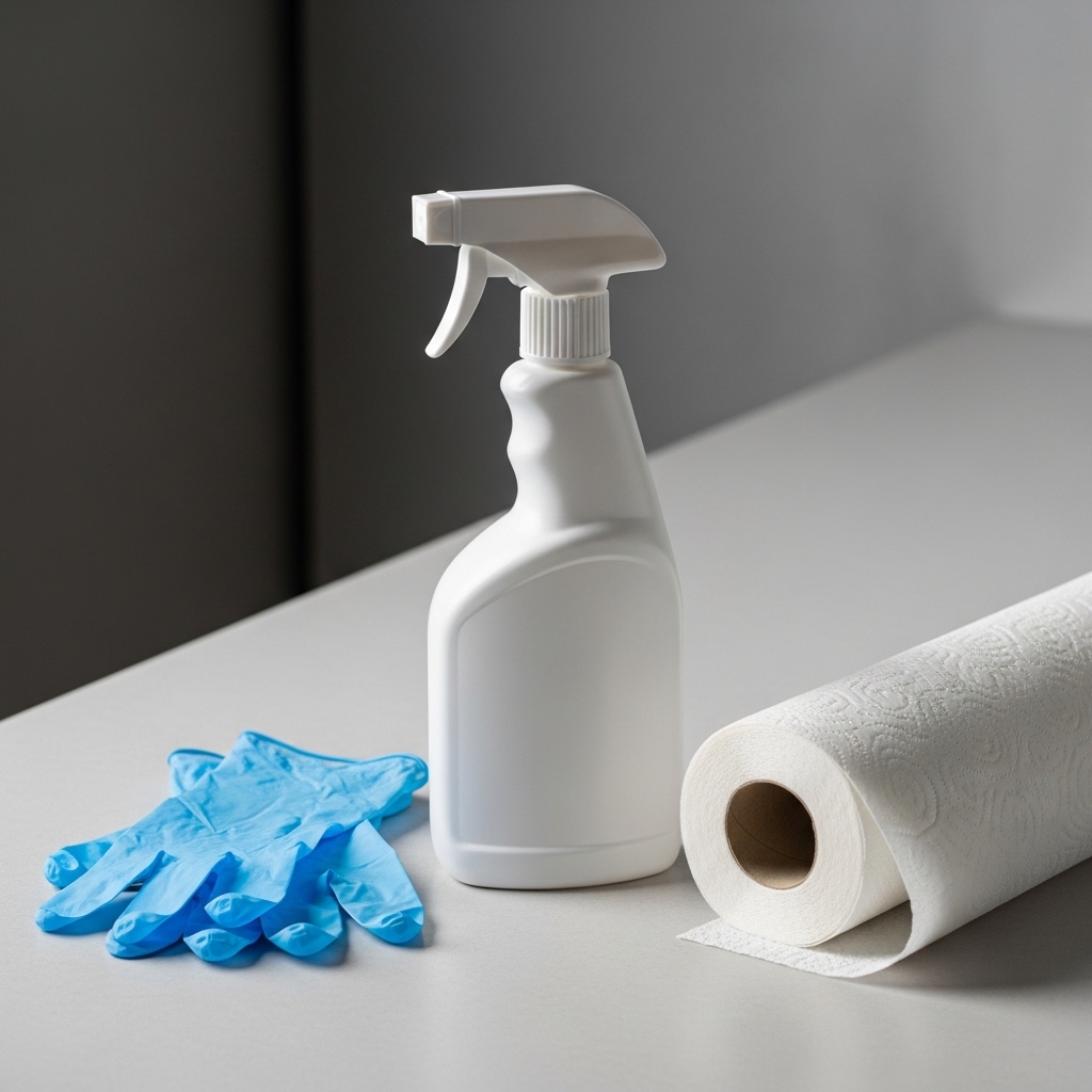 노로바이러스 전염 예방을 위한 소독과 위생 관리를 상징하는 정물 이미지