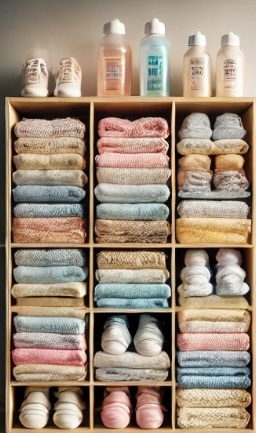 신생아 의류가 깔끔히 정리된 사진