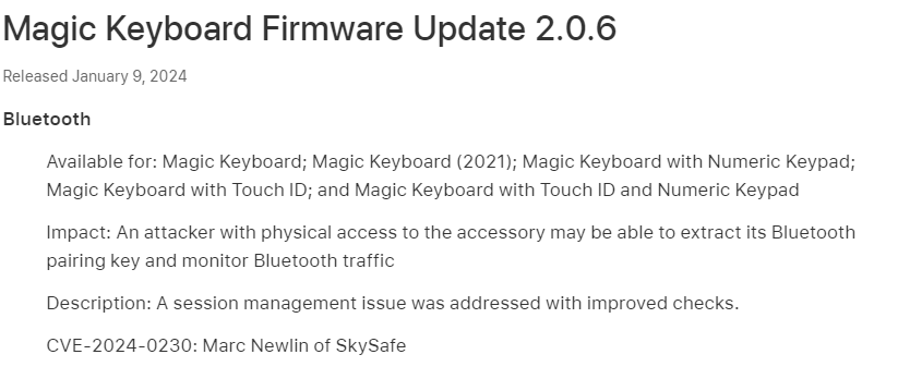 애플, 매직 키보드 펌웨어 업데이트 안냉