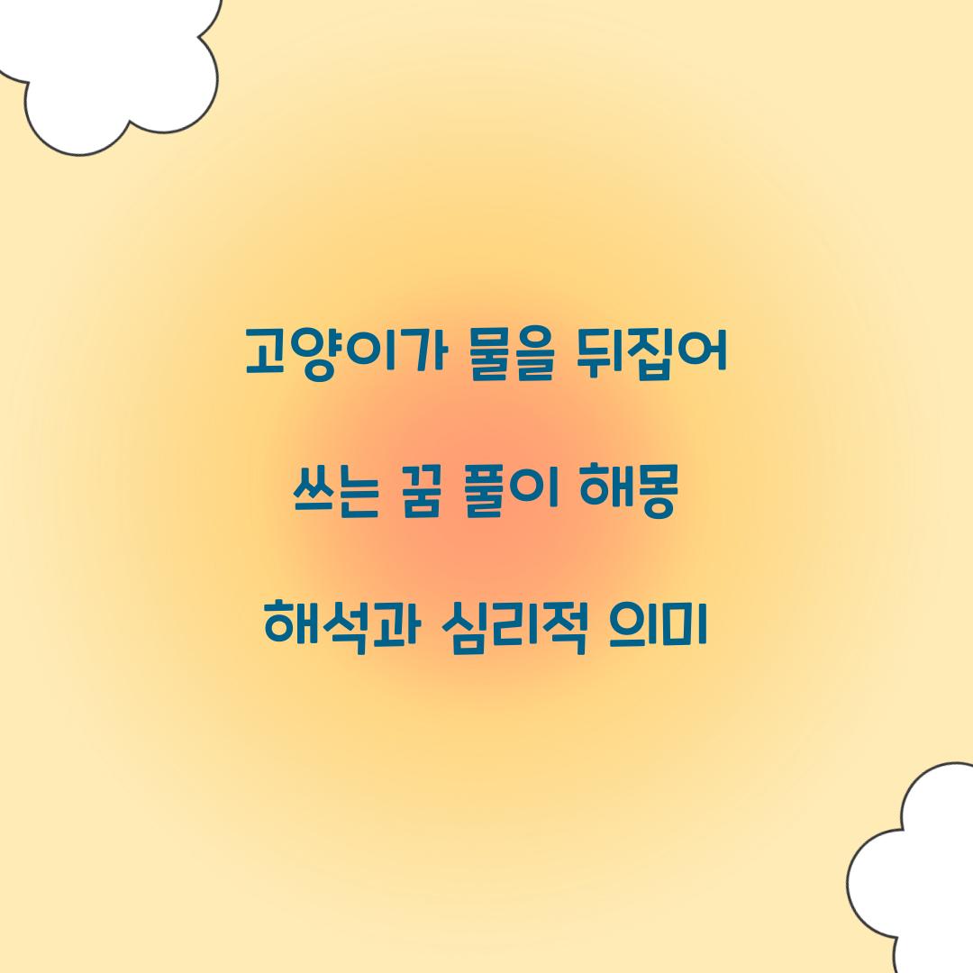 고양이가 물을 뒤집어 쓰는 꿈 풀이 해몽 해석