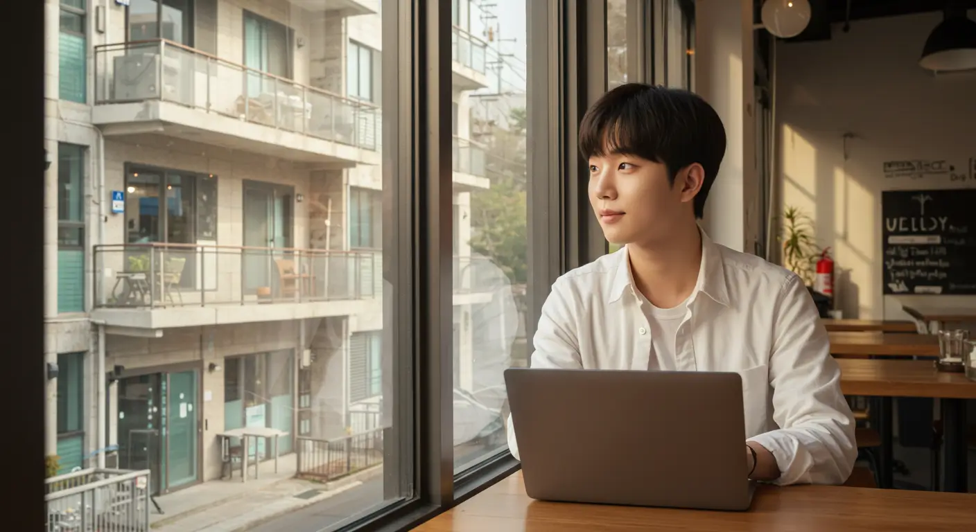 카페에서 일하며 HUG 청년전세대출로 들어갈 자신의 첫 원룸을 꿈꾸는 한국 청년