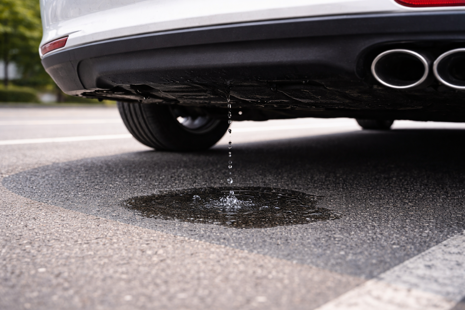 주차된 차량 하부에서 물이 떨어지는 현상
