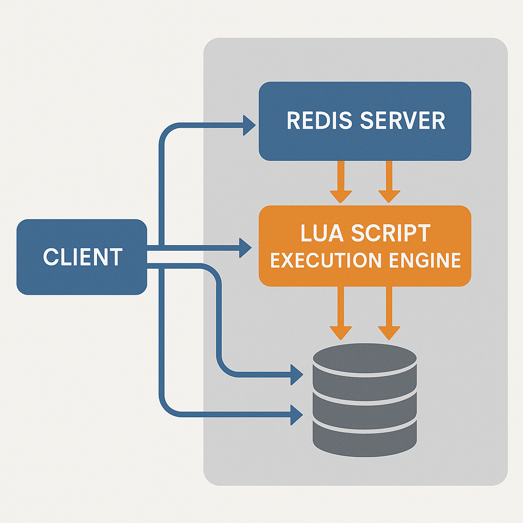 Redis Lua 스크립팅 아키텍처 구조도 - 클라이언트와 서버 간 원자적 연산 처리 과정