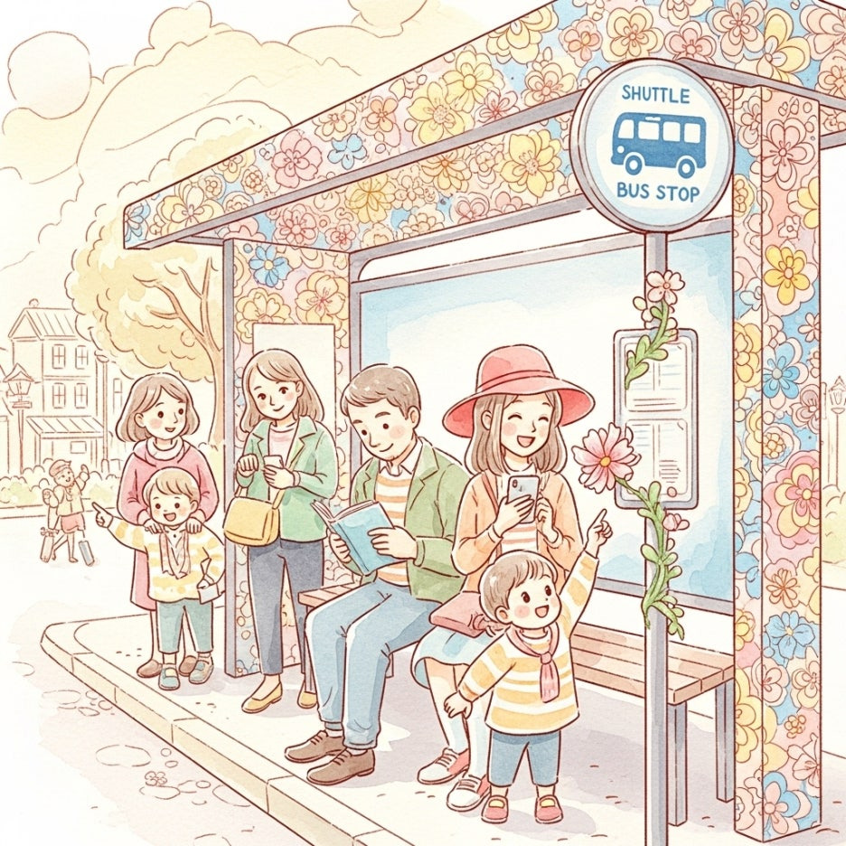 축제장으로 향하는 편리한 셔틀버스 정류장 모습