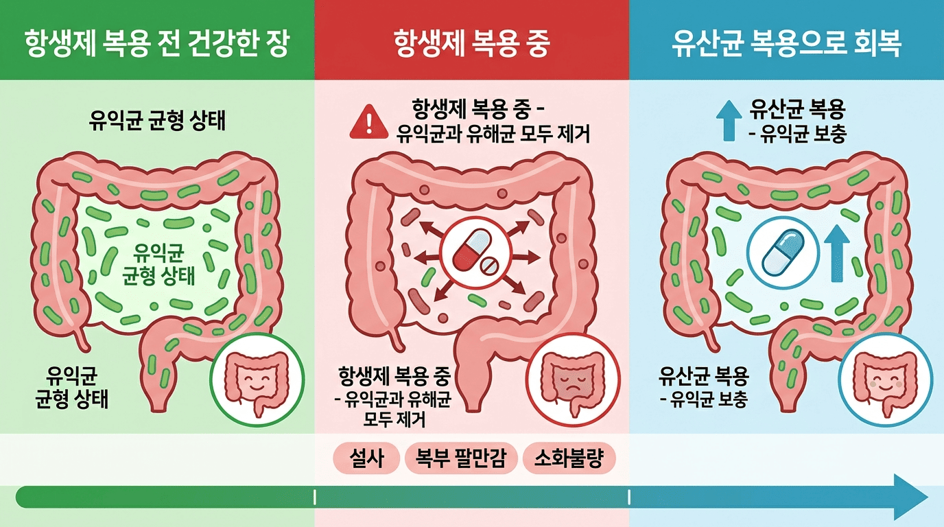 항생제가 장내 유익균에 미치는 영향