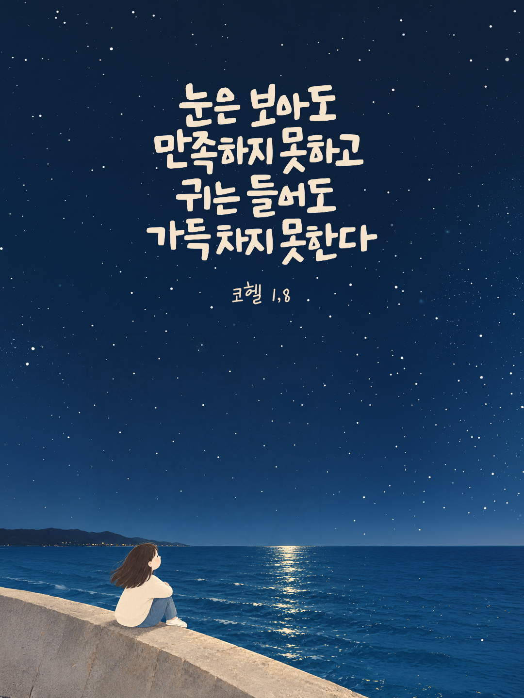눈은 보아도 만족하지 못하고 귀는 들어도 가득 차지 못한다. (코헬 1,8) 말씀카드