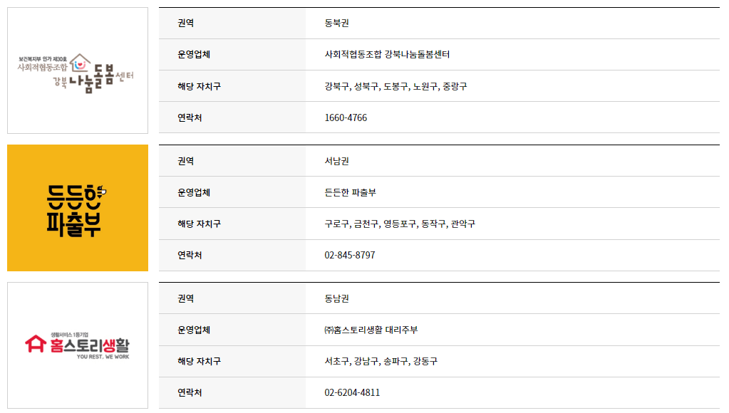 가사서비스 운영업체