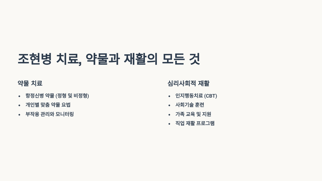 조현병 치료, 약물과 재활의 모든 것