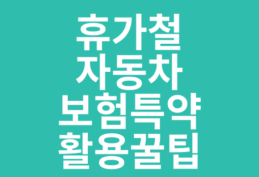 여름 휴가철 자동차 보험 특약 활용 가이드