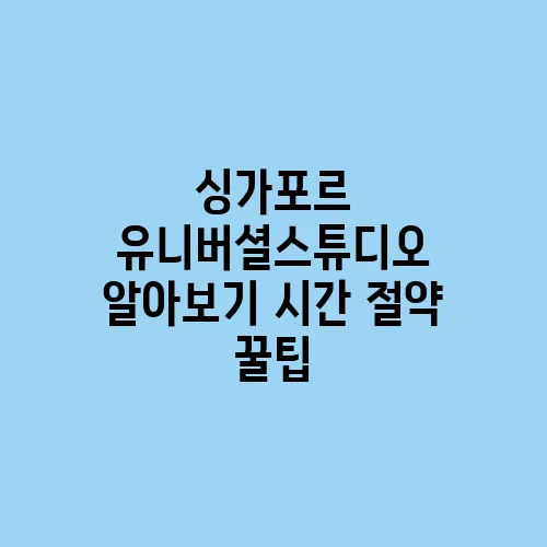싱가포르 유니버셜스튜디오 알아보기 시간 절약 꿀팁