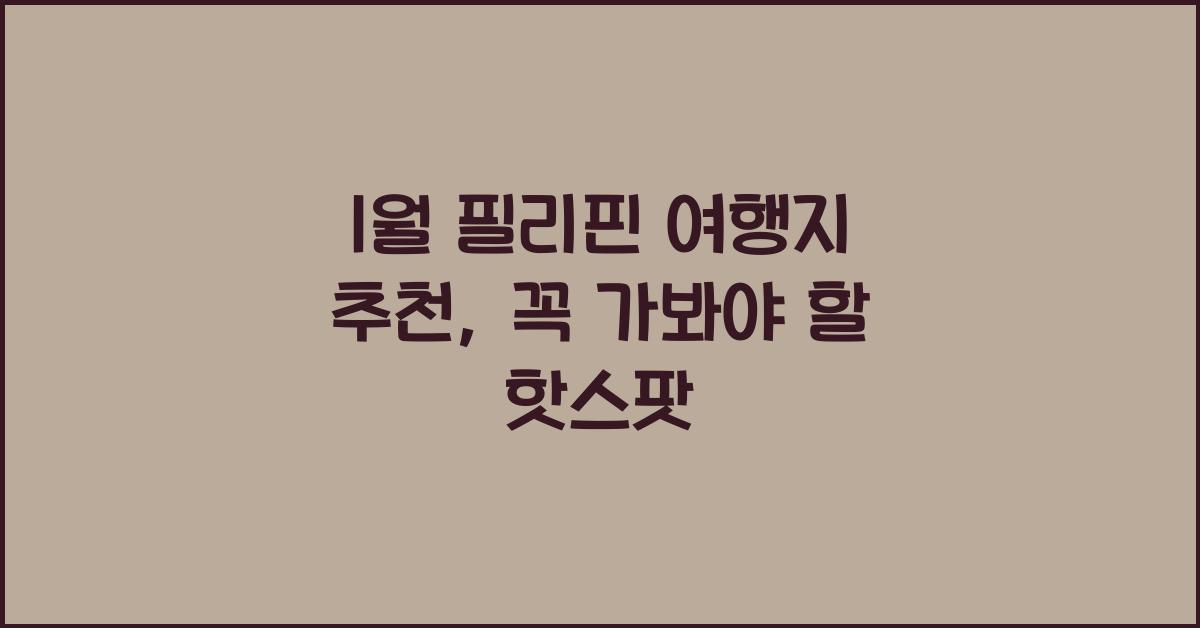 1월 필리핀 여행지 추천