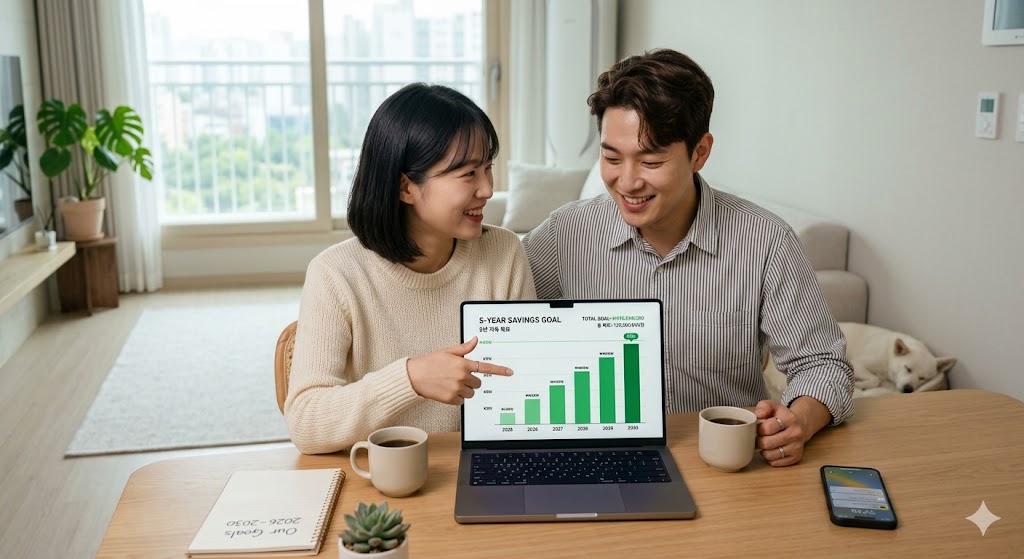 5년 후 목돈 마련을 기대하는 청년 이미지.