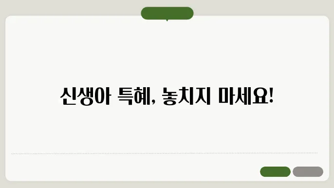 신생아 특례 혜택 안내
