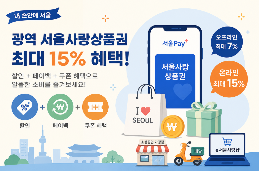 광역 서울사랑상품권 최대 15% 혜택, 할인, 페이백, 쿠폰혜택