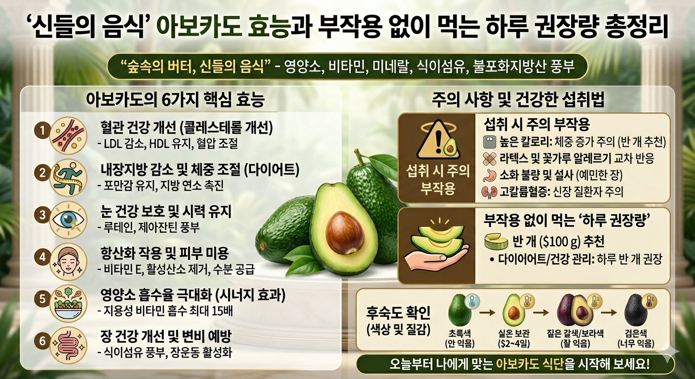 아보카도효능, 아보카도하루권장량, 숲속의버터, 신들의음식