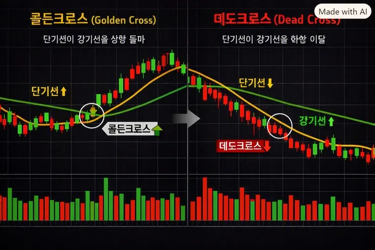 골든크로스와 데드크로스 @AI생성
