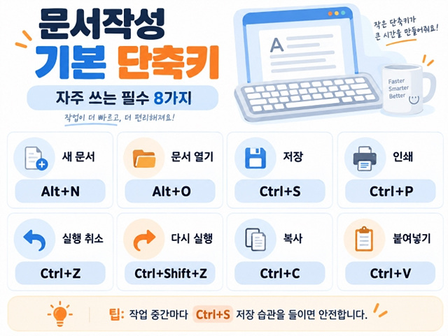 한글 단축키 모음|문서작성 속도 2배 올리는 필수 단축키 30개