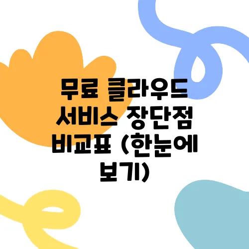 무료 클라우드 서비스 장단점 비교표 (한눈에 보기)