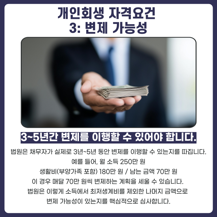 개인회생 자격요건 3 변제 계획 에대한 설명 카드뉴스 이미지