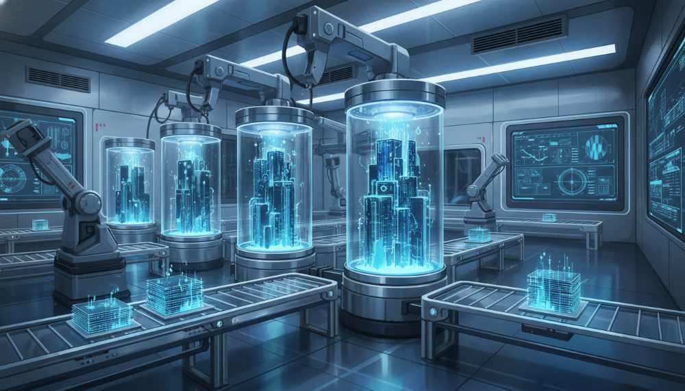 미래형 반도체 기술: 2026년형 초고층 3D 낸드와 HBM4의 추상적 이미지