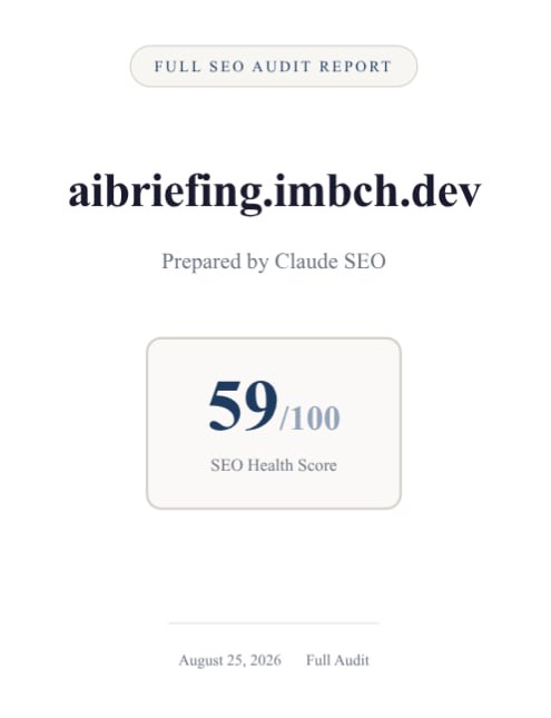 Claude SEO가 생성한 SEO 감사 리포트