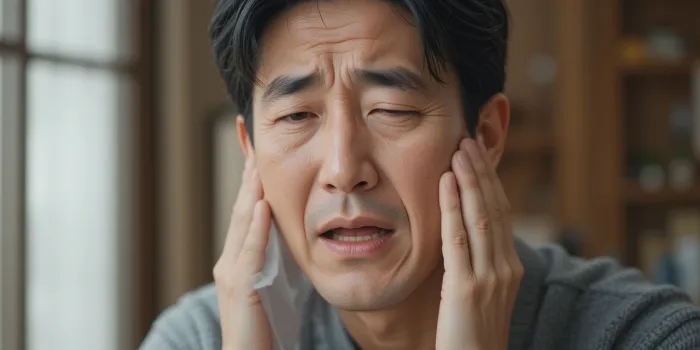 가그린 사용 후 입안 자극 느끼는 남성