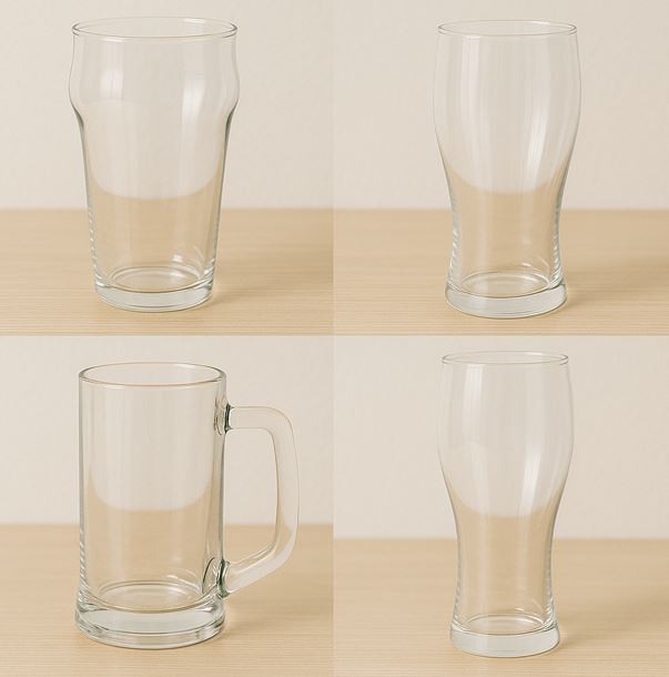 여러 종류의 맥주 잔들의 사진