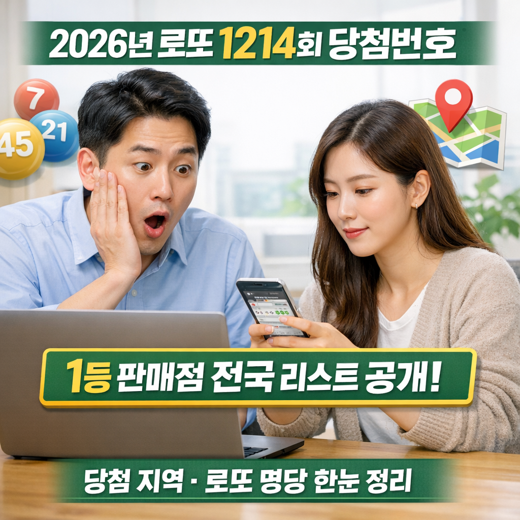 제1213회 로또 당첨 번호, 당첨 지역 판매점 리스트, 전국 로또 명당 리스트