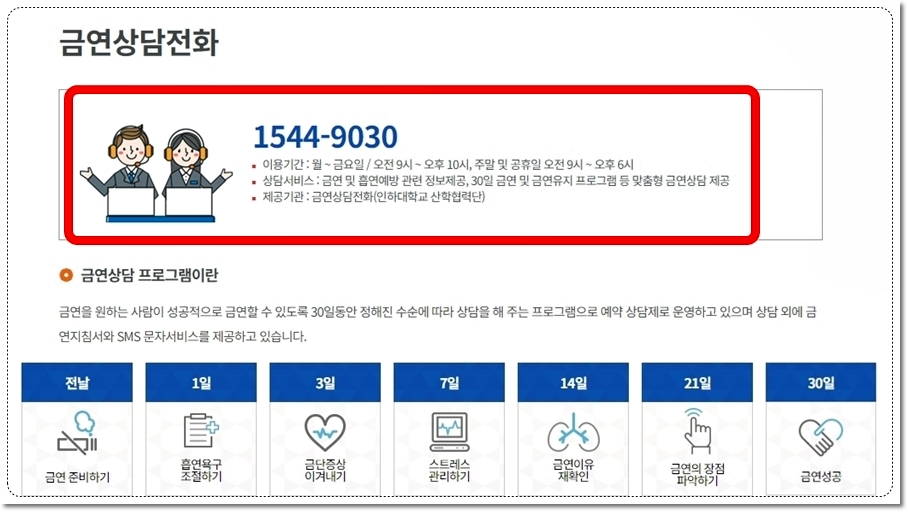 인하대학교 산학협력단 금연상담전화