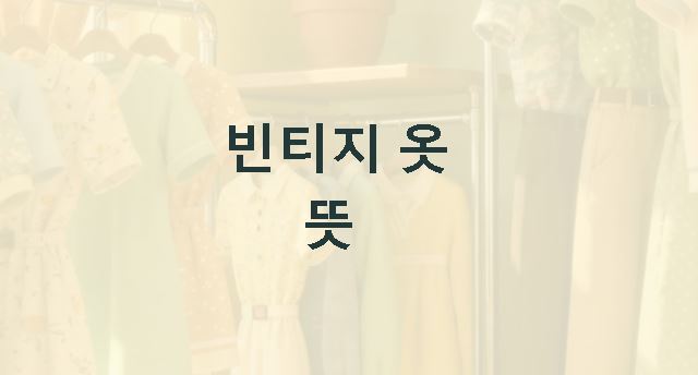 빈티지 옷 뜻