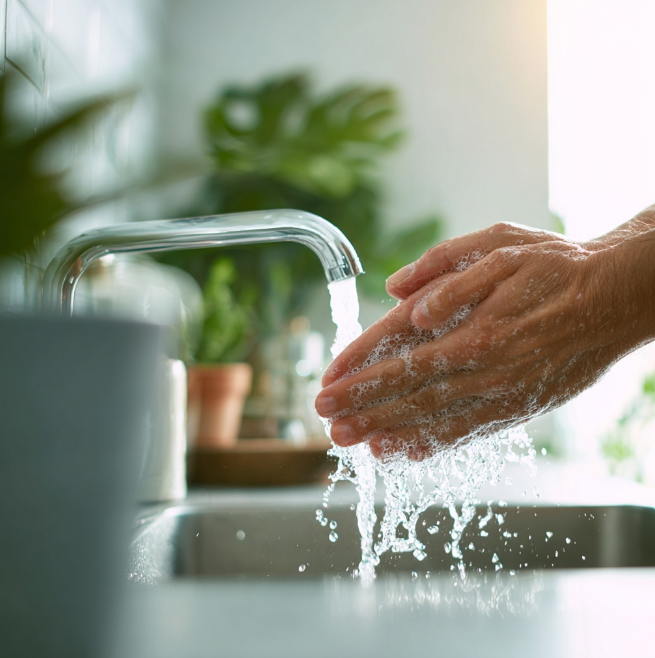 손을 청결히 씻는 모습