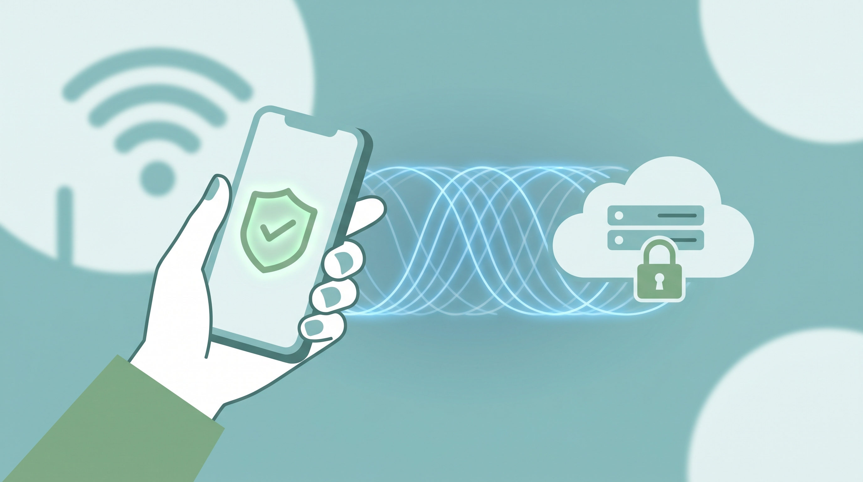 illustration of securely browsing 
on public WiFi using VPN app on Android