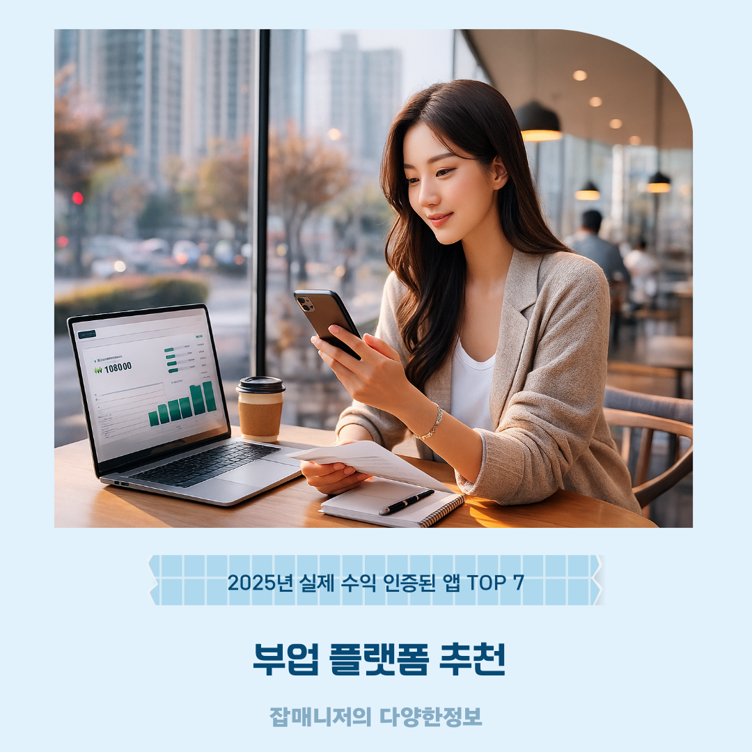 부업 플랫폼 추천, 2025년 실제 수익 인증된 앱 TOP 7