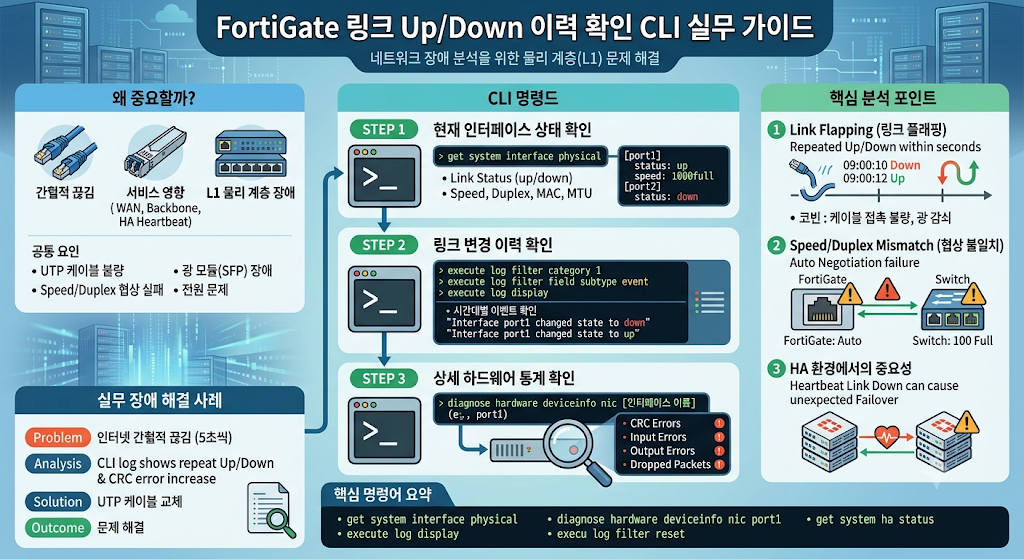 FortiGate 링크 업다운 이력 확인 방법