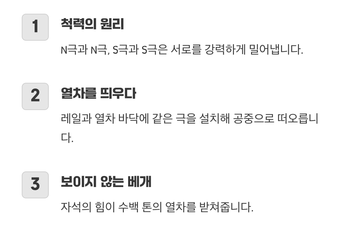 같은 극끼리 밀어내는 힘, 열차를 띄우다