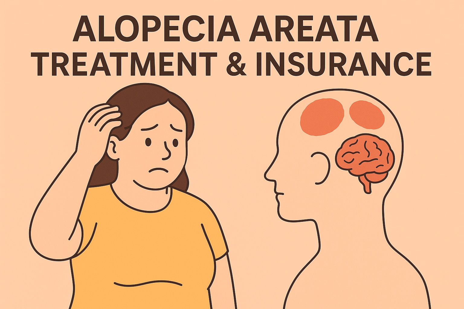 원형탈모증으로 힘들어하는 중년의 모습 만화체 그림