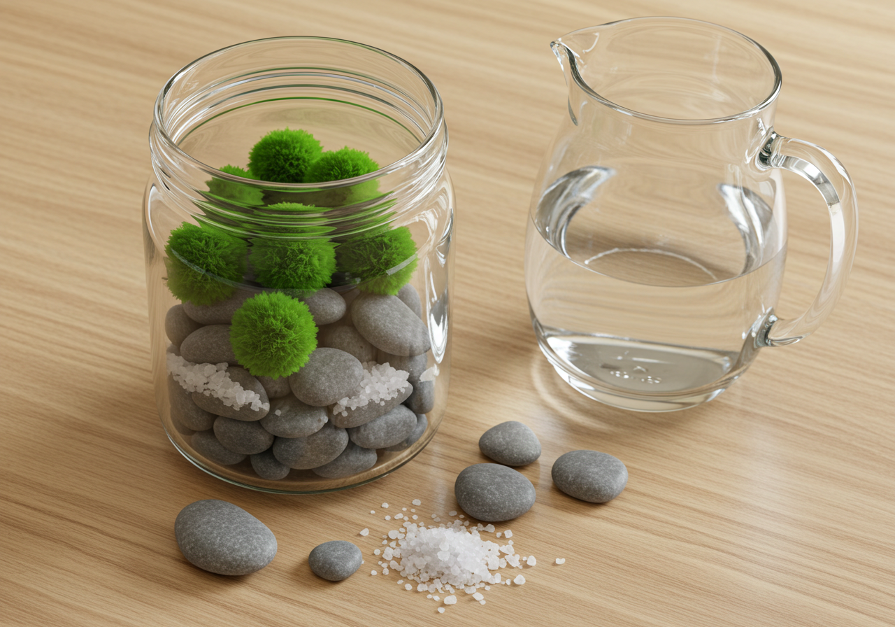 마리모 키우기 준비물: 유리병, 자갈, 소금, 물