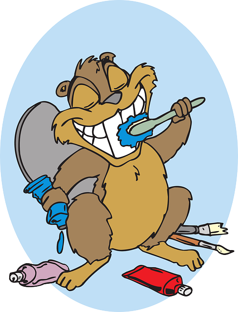 다람쥐가 양치하는 사진