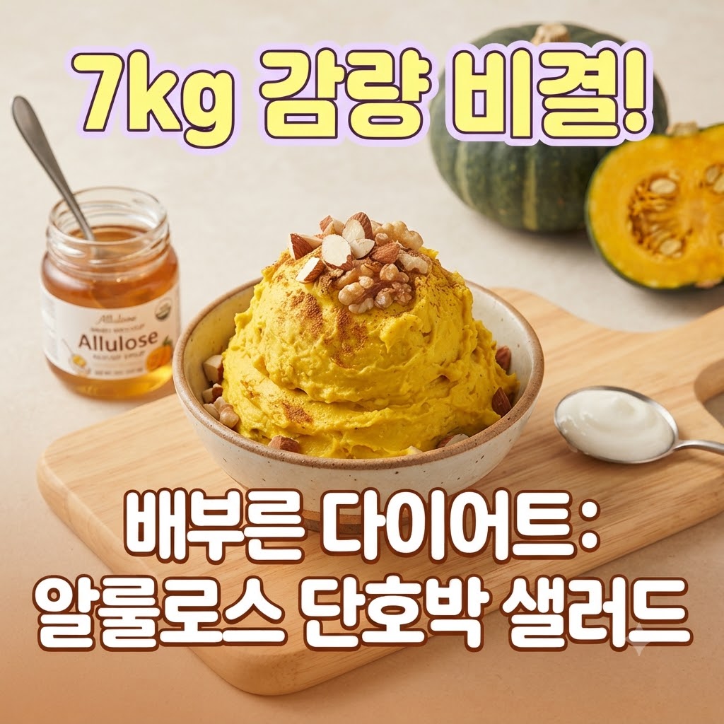 7kg 감량 비결! 배부른 다이어트: 알룰로스 단호박 샐러드 완성 컷 및 메인 썸네일